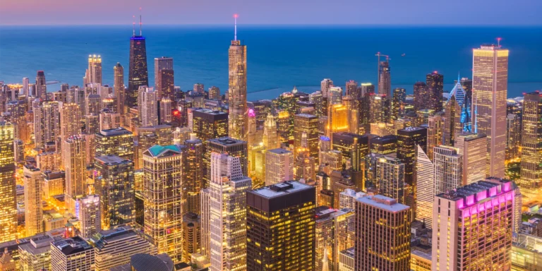 Chicago skyline at dusk